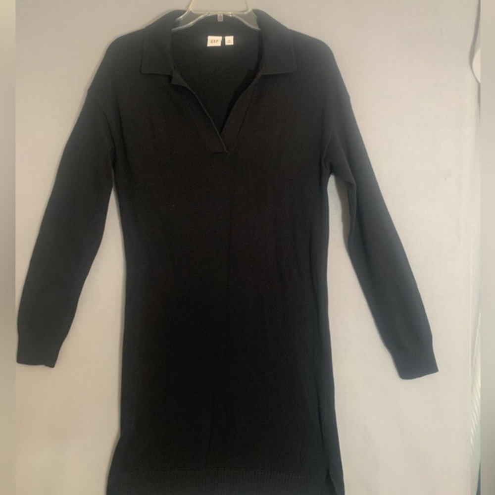 GAP Black Polo Collar Knit Dress Ladies Sz XS True Black